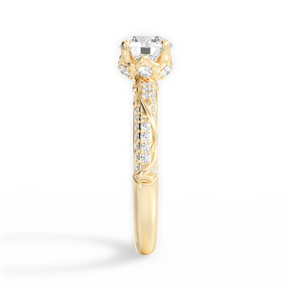 Josephine Round Cut Lab Grown Diamond 18Kt Yellow Gold Engagement Ring - View 3