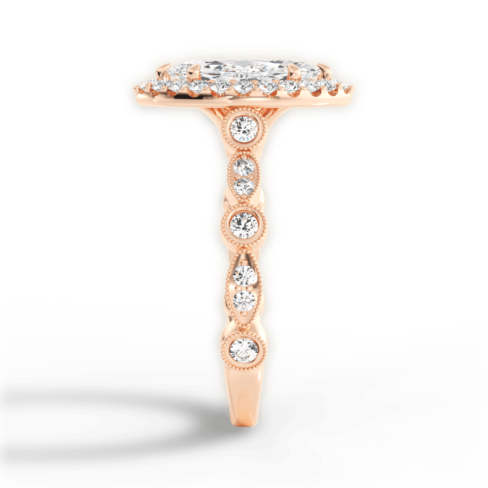 Irene Marquise Cut Lab Grown Diamond 18Kt Rose Gold Engagement Ring - View 3