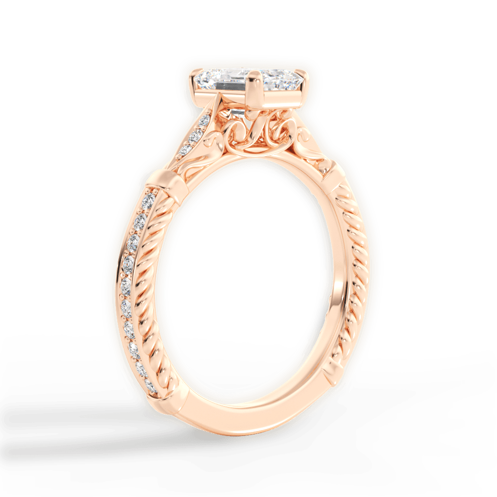 Gabriela Emerald Cut Lab Grown Diamond 18Kt Rose Gold Engagement Ring - View 2