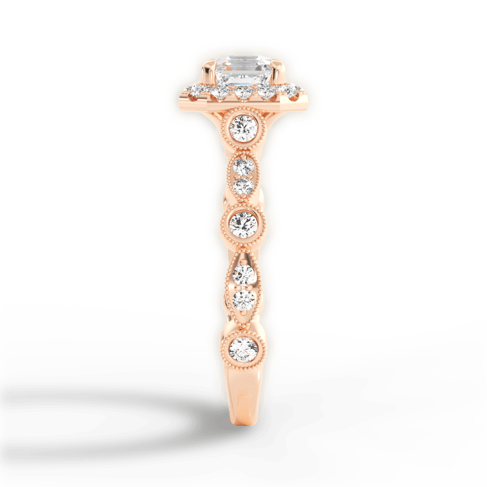Irene Asscher Cut Lab Grown Diamond 18Kt Rose Gold Engagement Ring - View 4