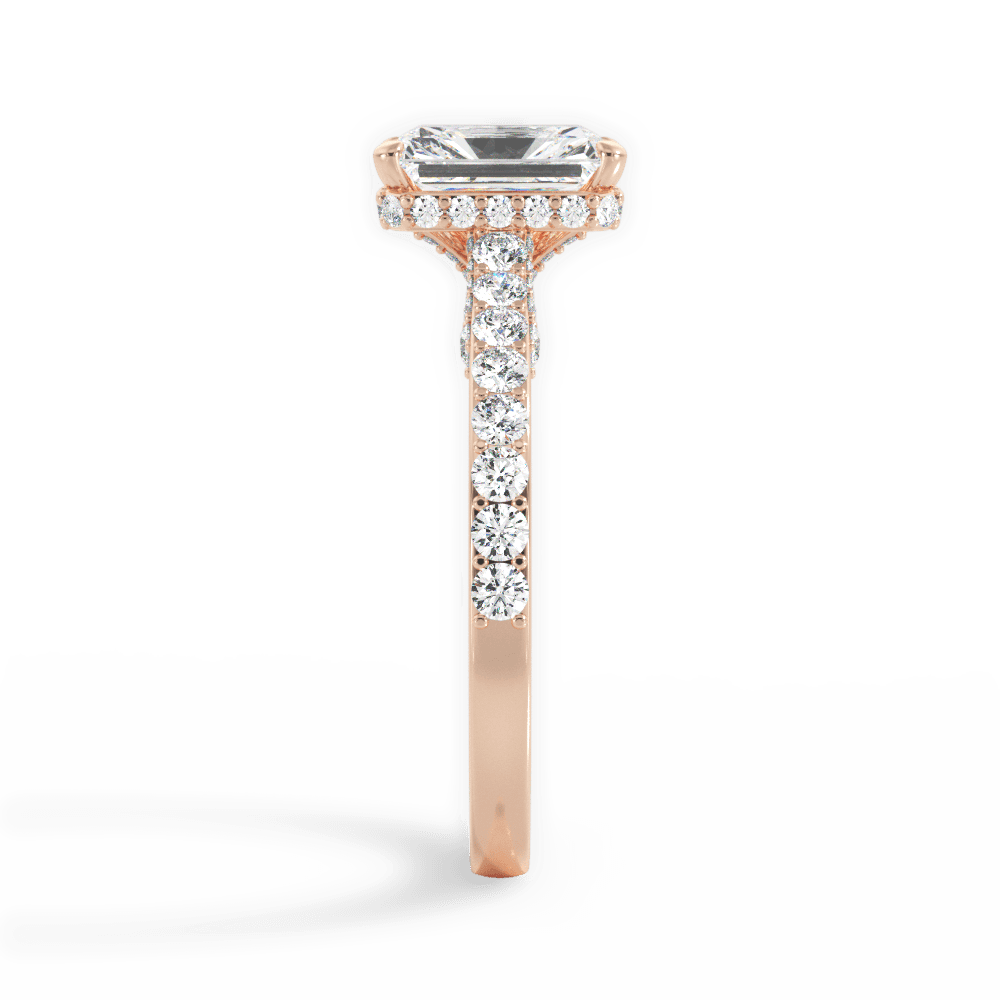Laura Radiant Cut Lab Grown Diamond 18Kt Rose Gold Engagement Ring - View 4