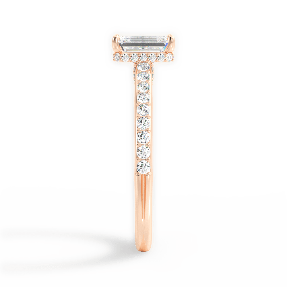 Joan Emerald Cut Lab Grown Diamond 18Kt Rose Gold Engagement Ring - View 2