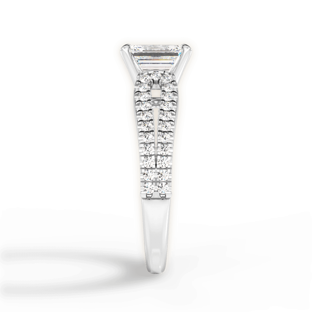 Jessica Emerald Cut Lab Grown Diamond 18Kt White Gold Engagement Ring - View 4