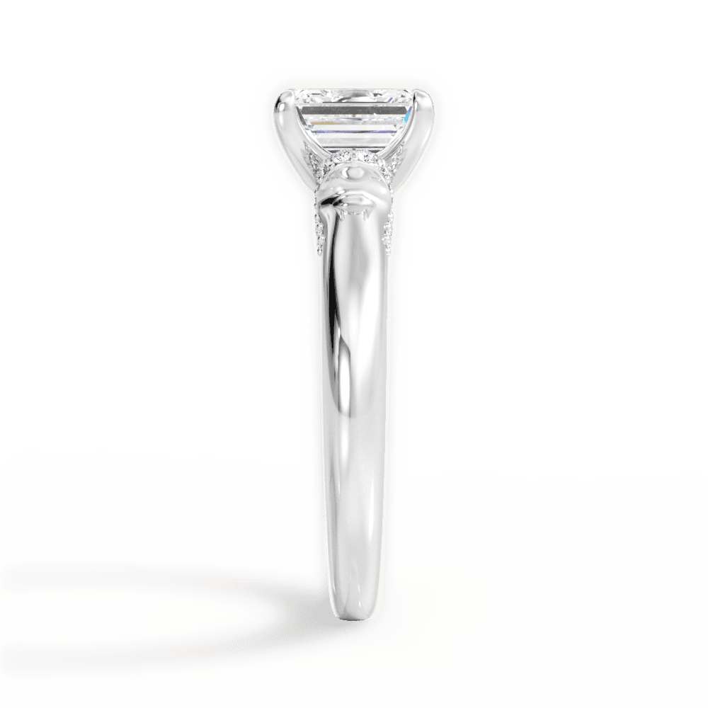 Florence Emerald Cut Lab Grown Diamond Platinum Engagement Ring - View 4