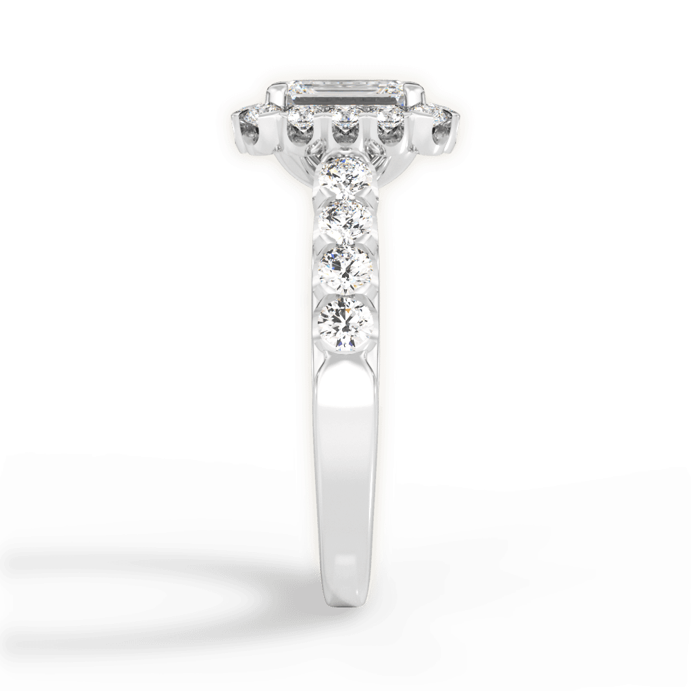 Lacey Emerald Cut Lab Grown Diamond 18Kt White Gold Engagement Ring - View 2