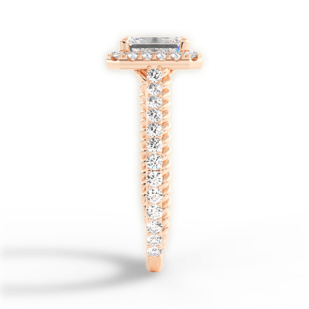 Kim Emerald Cut Lab Grown Diamond 18Kt Rose Gold Engagement Ring - View 2