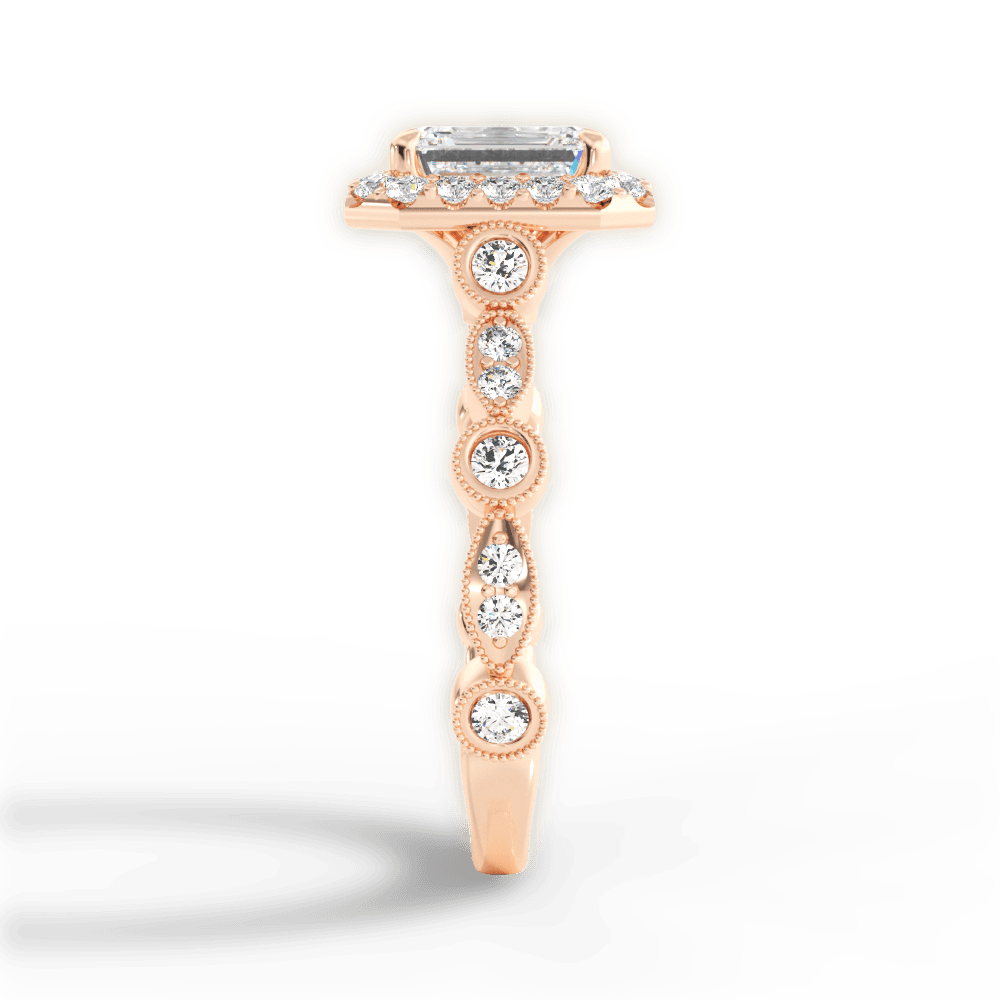 Irene Emerald Cut Lab Grown Diamond 18Kt Rose Gold Engagement Ring - View 2