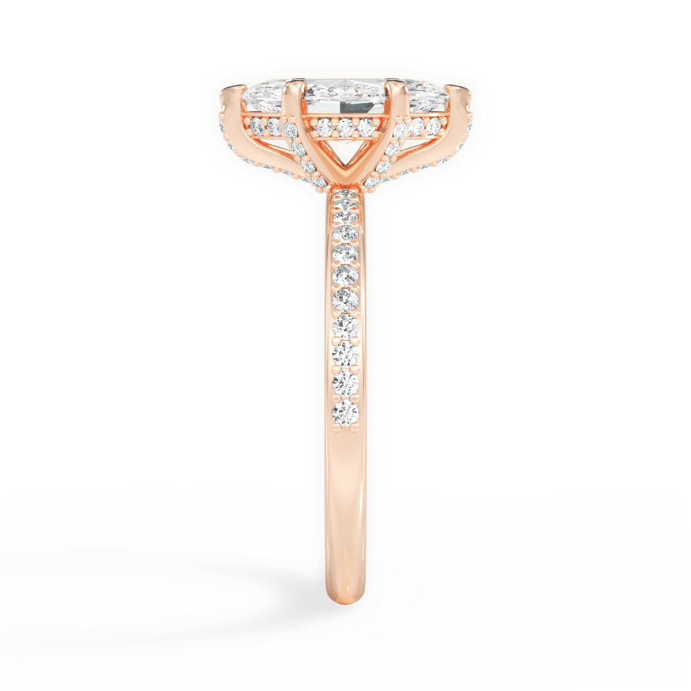 Janice Marquise Cut Lab Grown Diamond 18Kt Rose Gold Engagement Ring - View 4