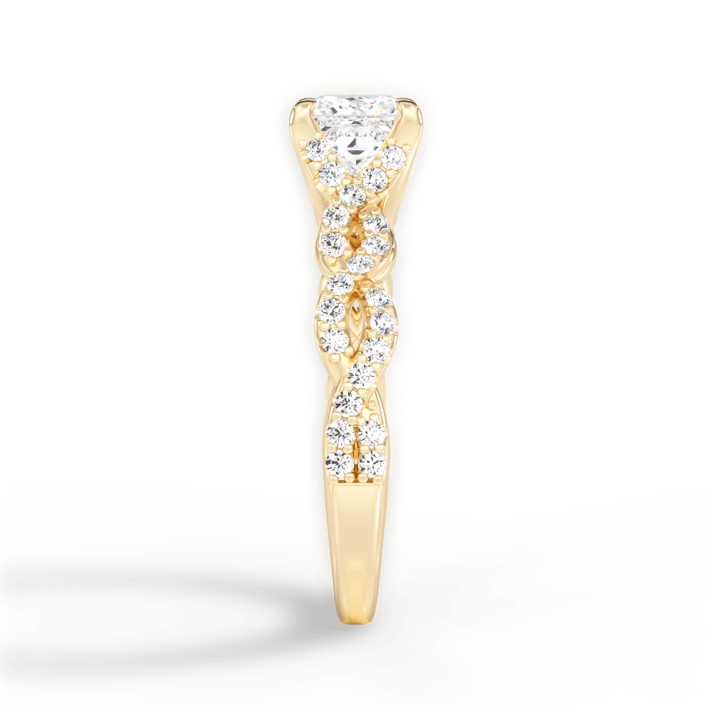 Justine Princess Cut Lab Grown Diamond 18Kt Yellow Gold Engagement Ring - View 4