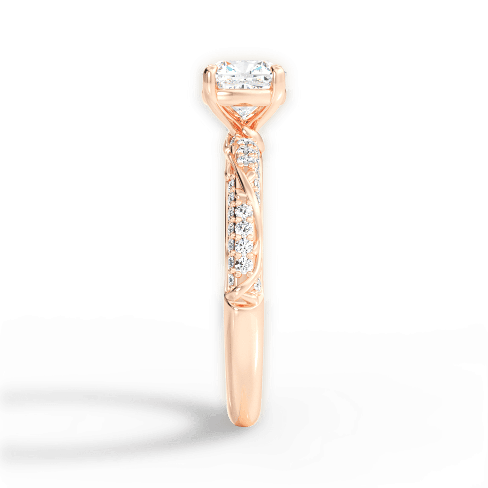 Gloria Cushion Cut Lab Grown Diamond 18Kt Rose Gold Engagement Ring - View 2