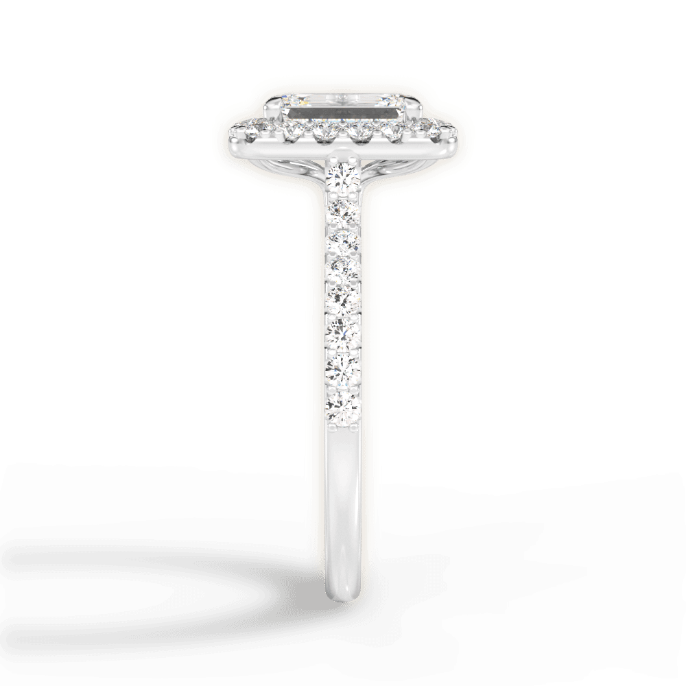 Ingrid Emerald Cut Lab Grown Diamond Platinum Engagement Ring - View 3