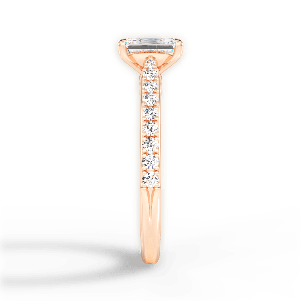 Frances Emerald Cut Lab Grown Diamond 18Kt Rose Gold Engagement Ring - View 4