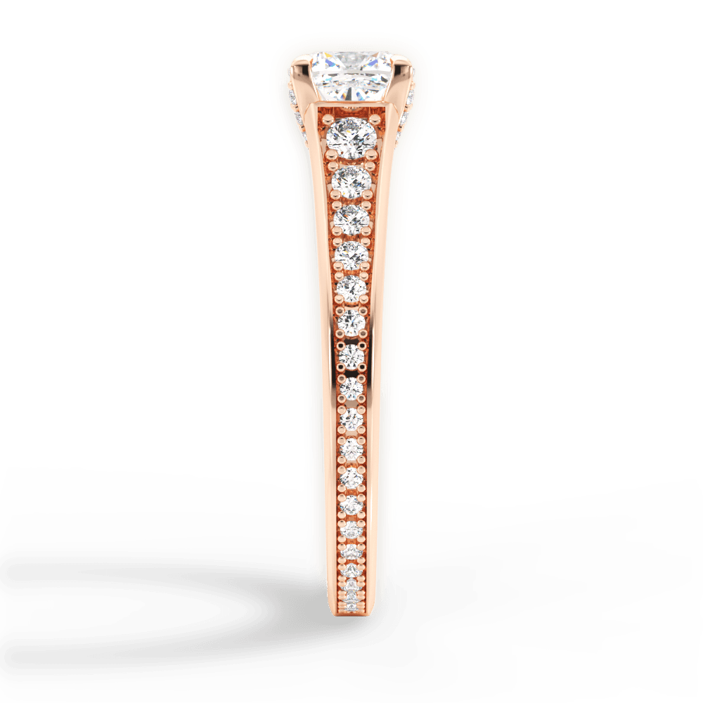 Leslie Cushion Cut Lab Grown Diamond 18Kt Rose Gold Engagement Ring - View 3