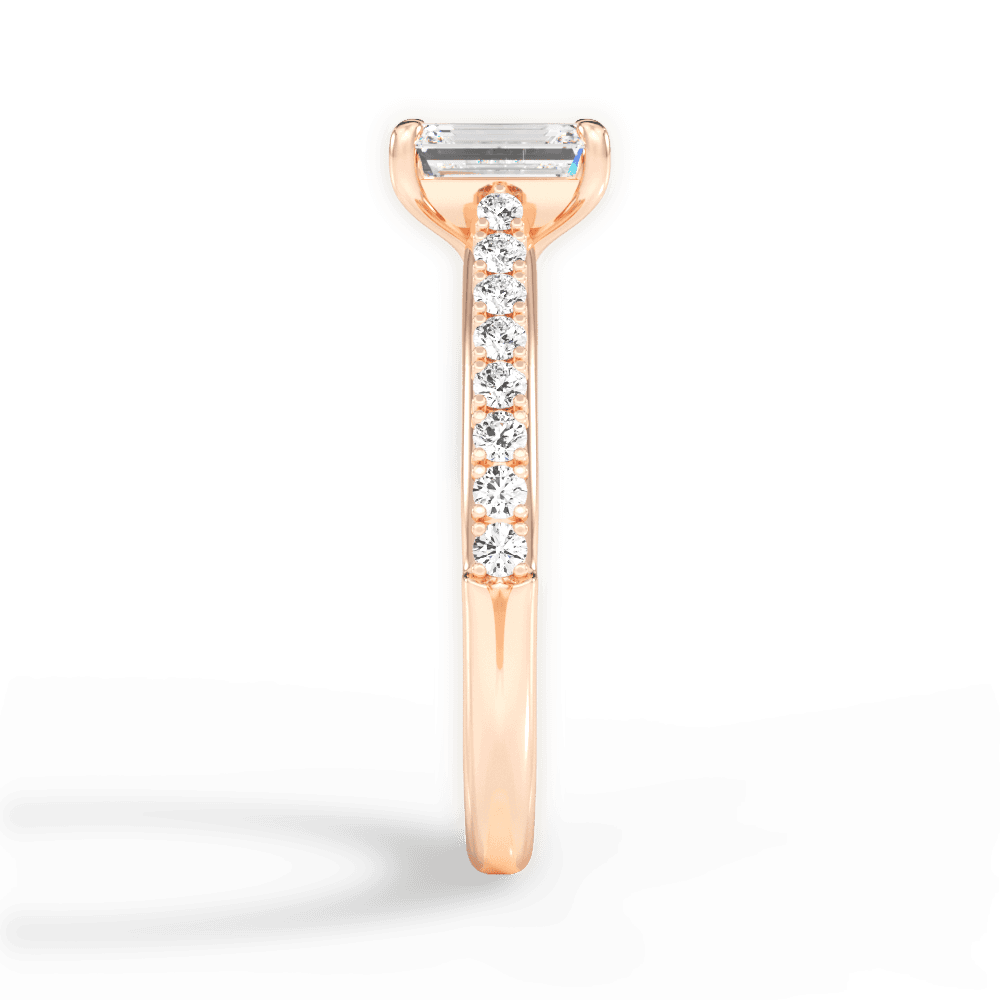 Elizabeth Emerald Cut Lab Grown Diamond 18Kt Rose Gold Engagement Ring - View 4