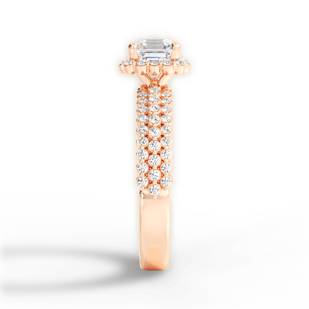 Jocelyn Asscher Cut Lab Grown Diamond 18Kt Rose Gold Engagement Ring - View 3