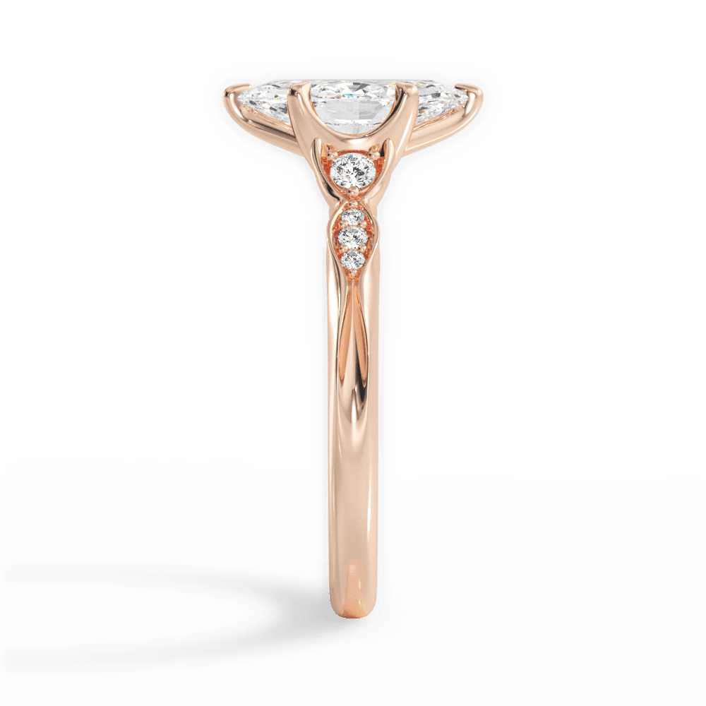 Cassie Marquise Cut Lab Grown Diamond 18Kt Rose Gold Engagement Ring - View 4