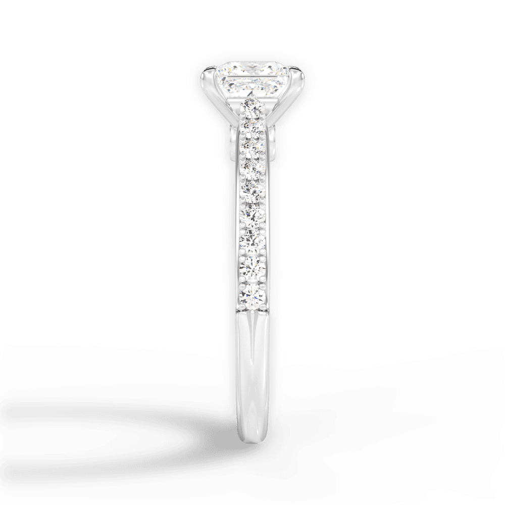 Frances Princess Cut Lab Grown Diamond 18Kt White Gold Engagement Ring - View 3