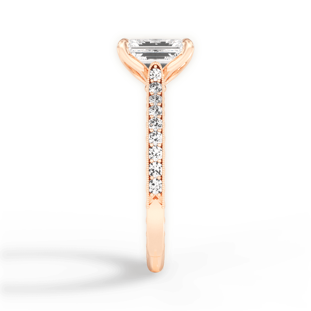 Gilda Emerald Cut Lab Grown Diamond 18Kt Rose Gold Engagement Ring - View 2