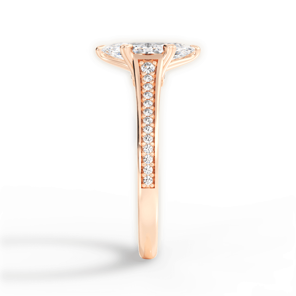 Delia Marquise Cut Lab Grown Diamond 18Kt Rose Gold Engagement Ring - View 4