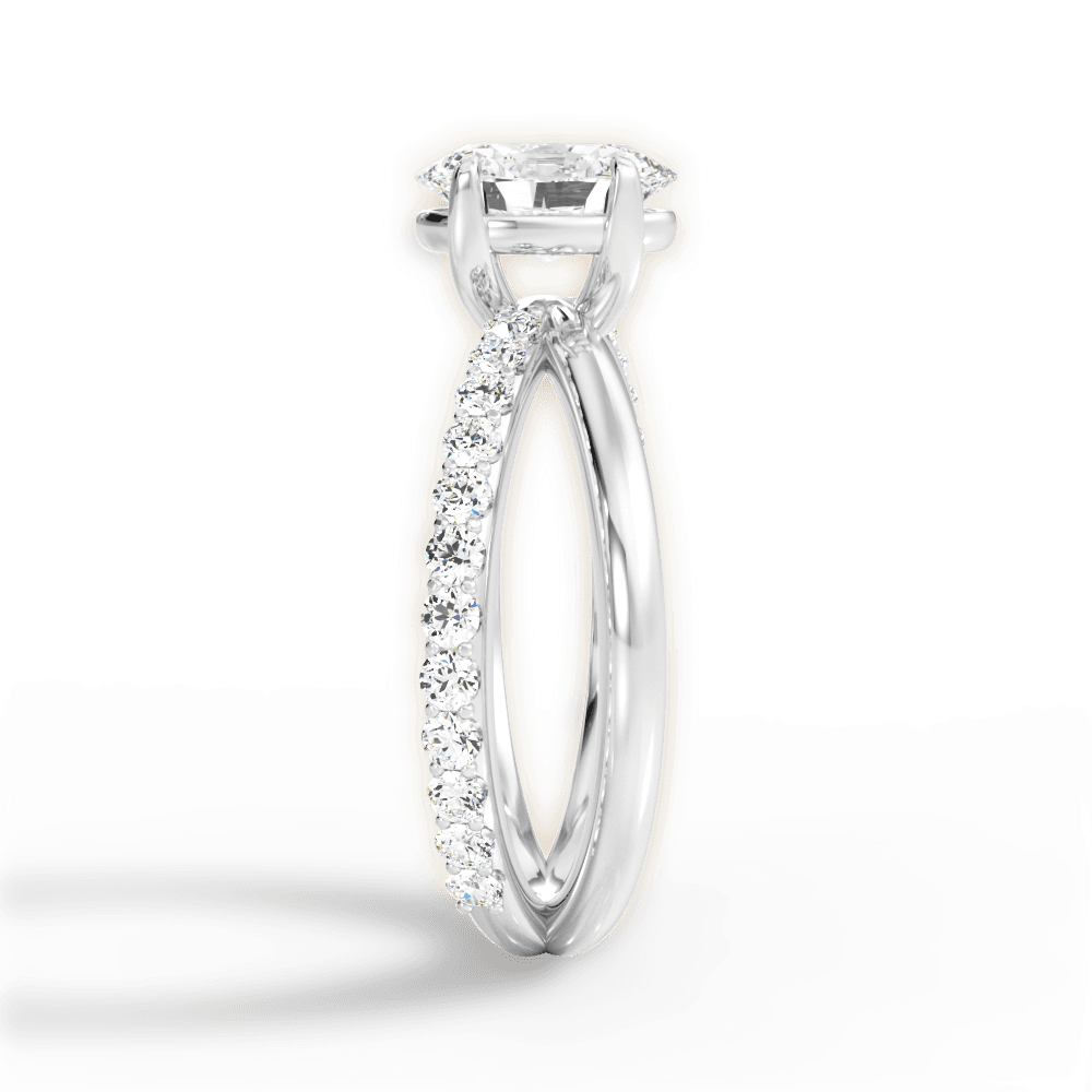 Jennifer Oval Cut Lab Grown Diamond 18Kt White Gold Engagement Ring - View 4