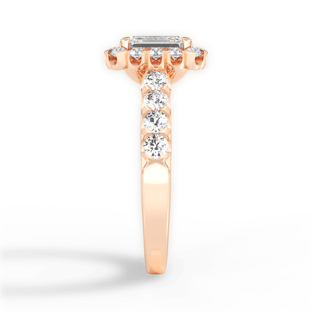 Lacey Emerald Cut Lab Grown Diamond 18Kt Rose Gold Engagement Ring - View 4