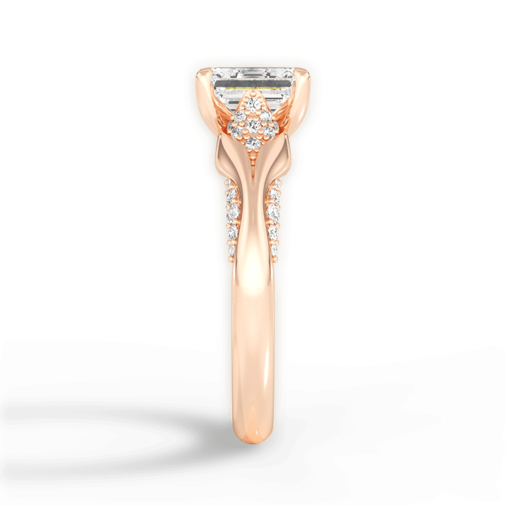 Isabel Emerald Cut Lab Grown Diamond 18Kt Rose Gold Engagement Ring - View 2