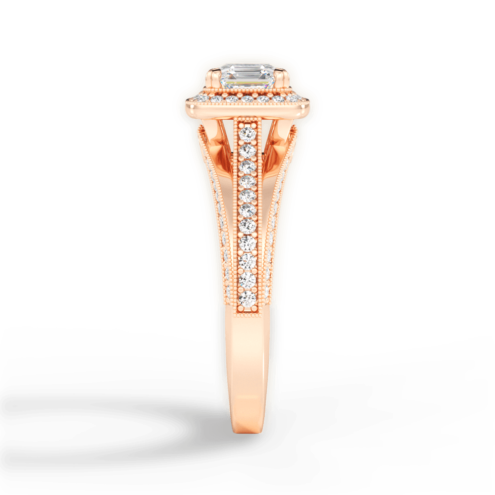 Lillian Asscher Cut Lab Grown Diamond 18Kt Rose Gold Engagement Ring - View 2