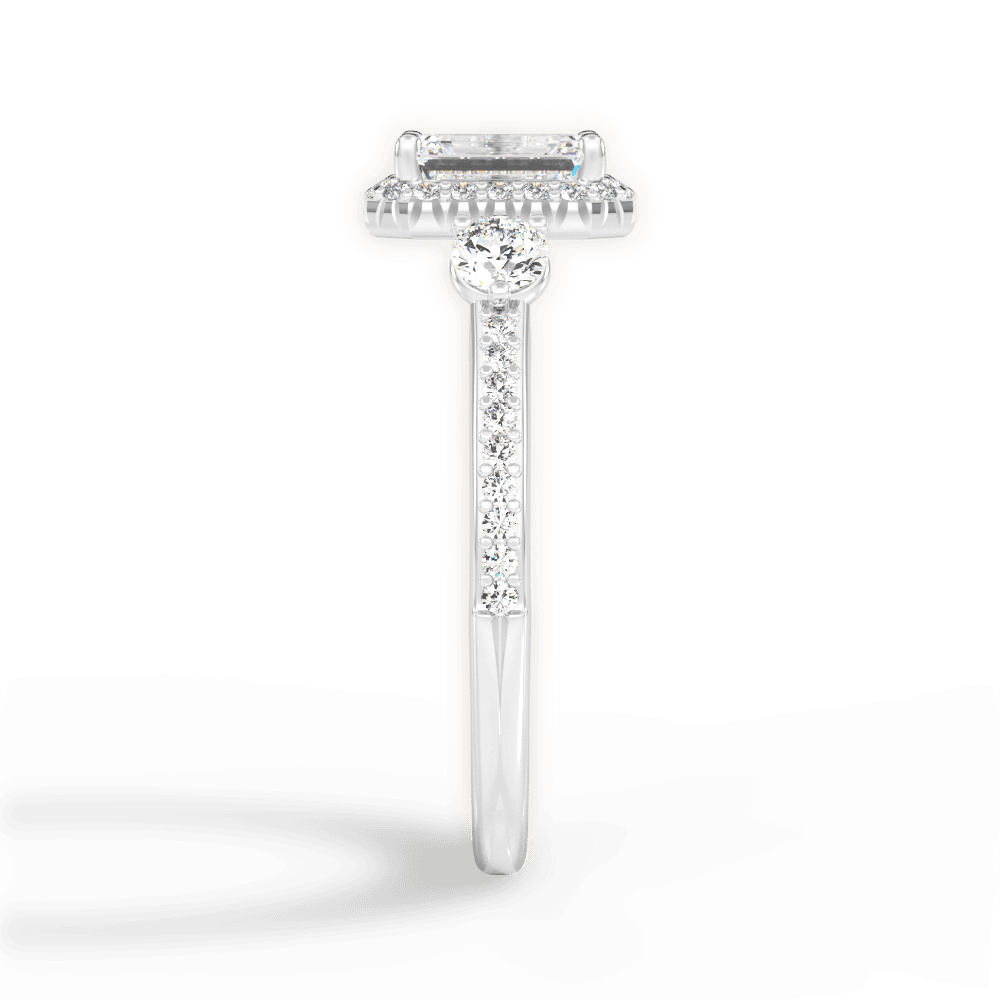 Julia Emerald Cut Lab Grown Diamond 18Kt White Gold Engagement Ring - View 2
