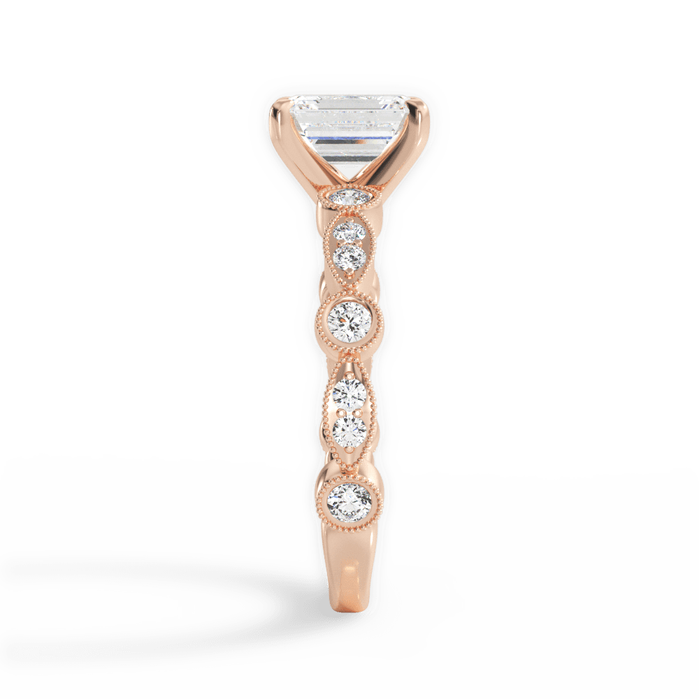 Edith Emerald Cut Lab Grown Diamond 18Kt Rose Gold Engagement Ring - View 2
