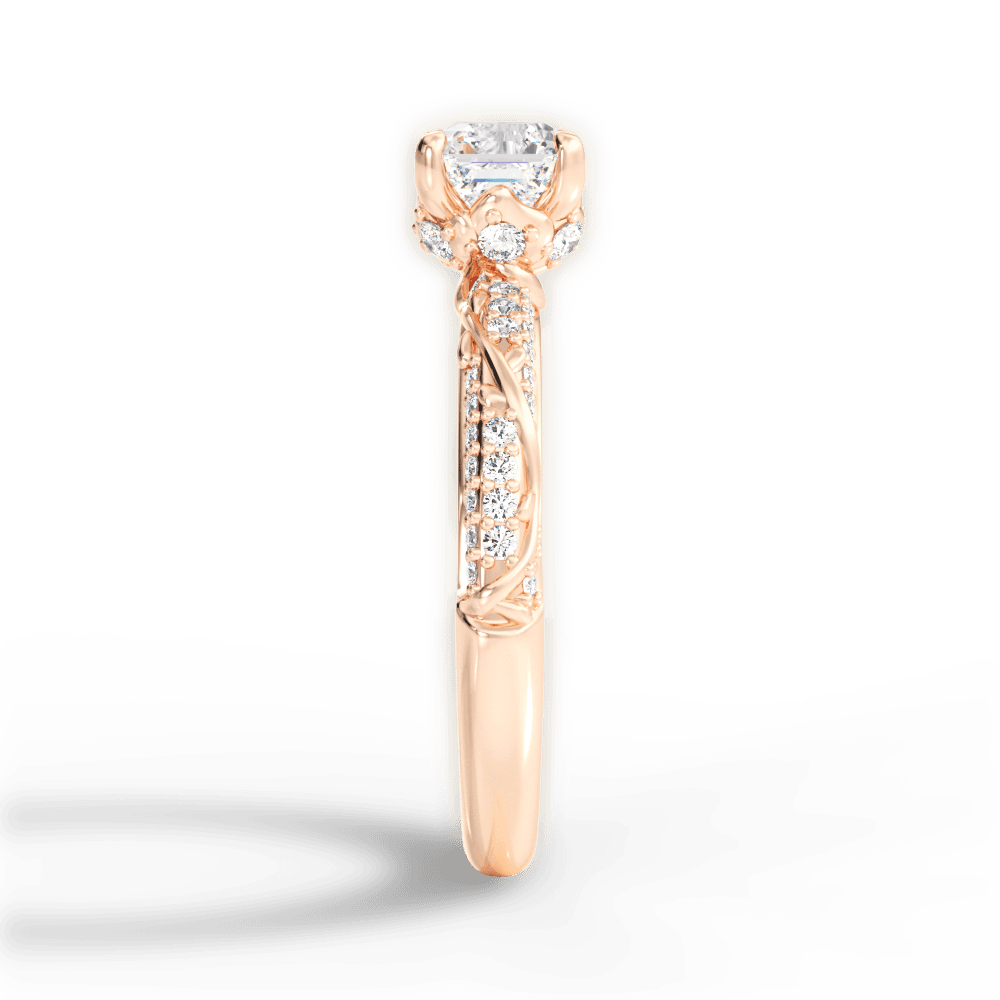Josephine Asscher Cut Lab Grown Diamond 18Kt Rose Gold Engagement Ring - View 3