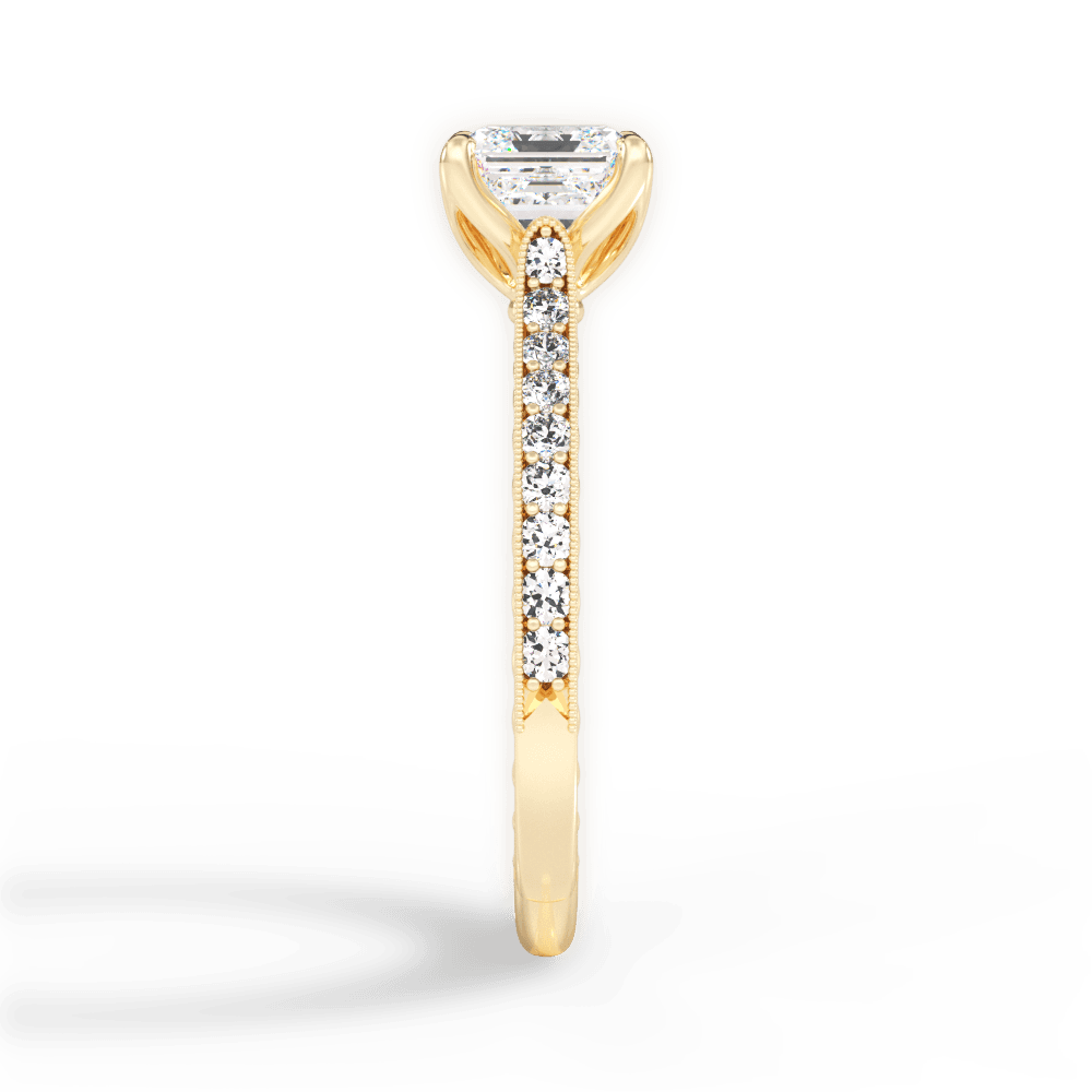Gilda Asscher Cut Lab Grown Diamond 18Kt Yellow Gold Engagement Ring - View 3