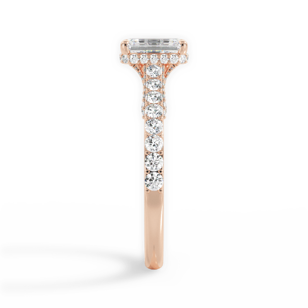 Laura Emerald Cut Lab Grown Diamond 18Kt Rose Gold Engagement Ring - View 2