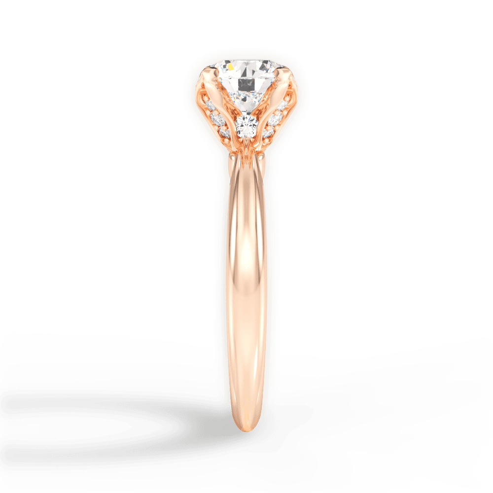 Elaine Round Cut Lab Grown Diamond 18Kt Rose Gold Engagement Ring - View 2