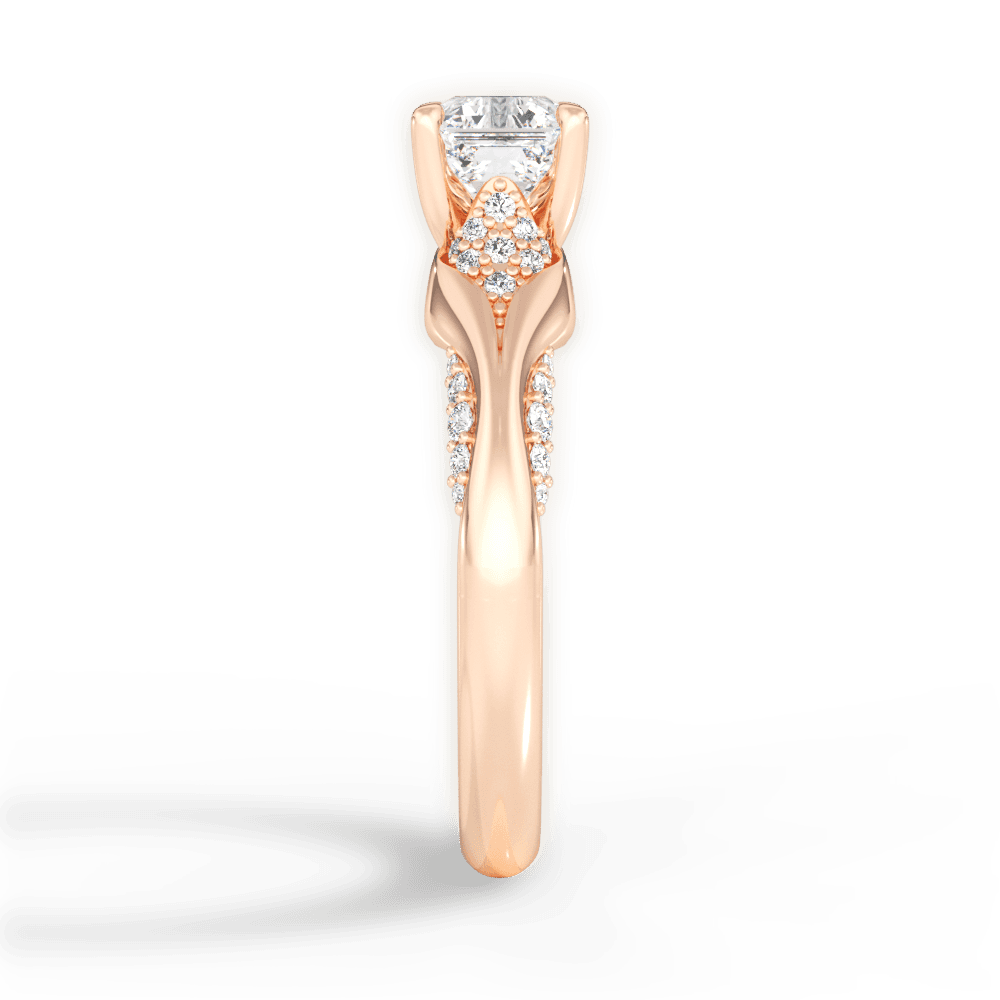 Isabel Asscher Cut Lab Grown Diamond 18Kt Rose Gold Engagement Ring - View 3