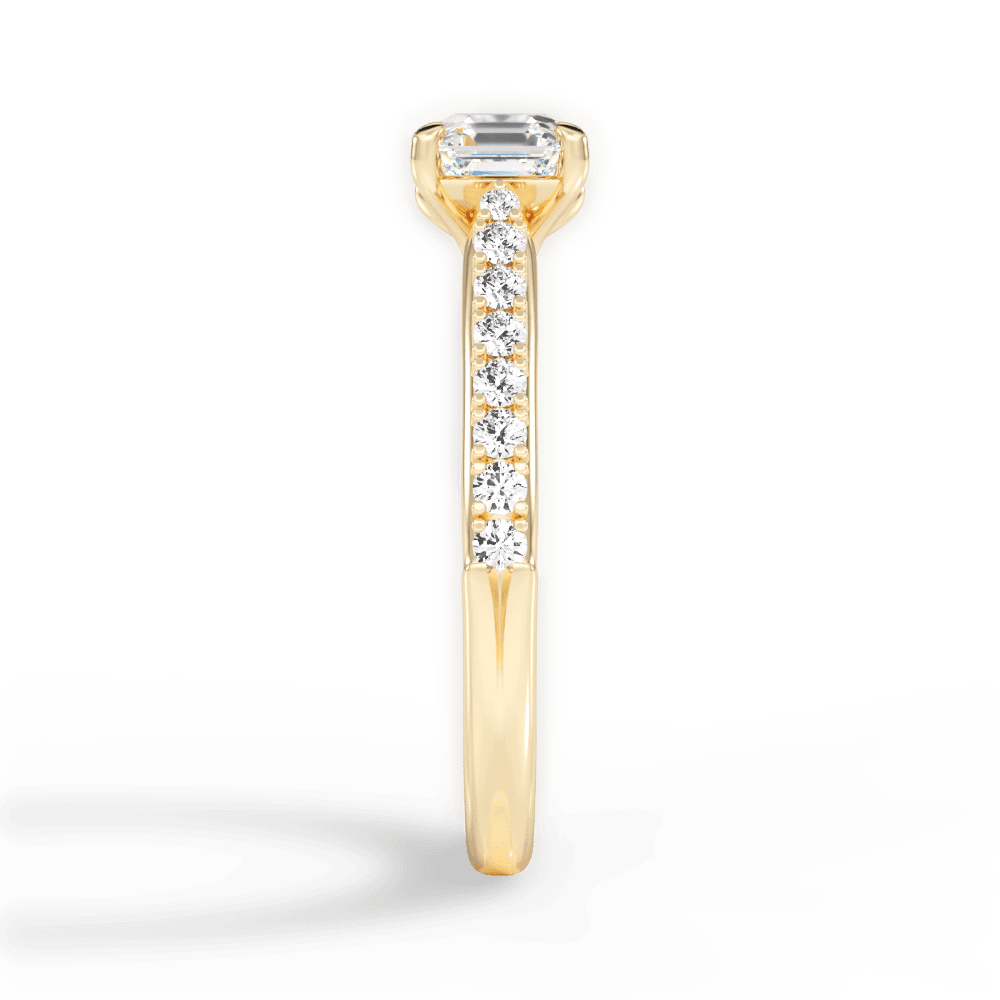 Elizabeth Asscher Cut Lab Grown Diamond 18Kt Yellow Gold Engagement Ring - View 4