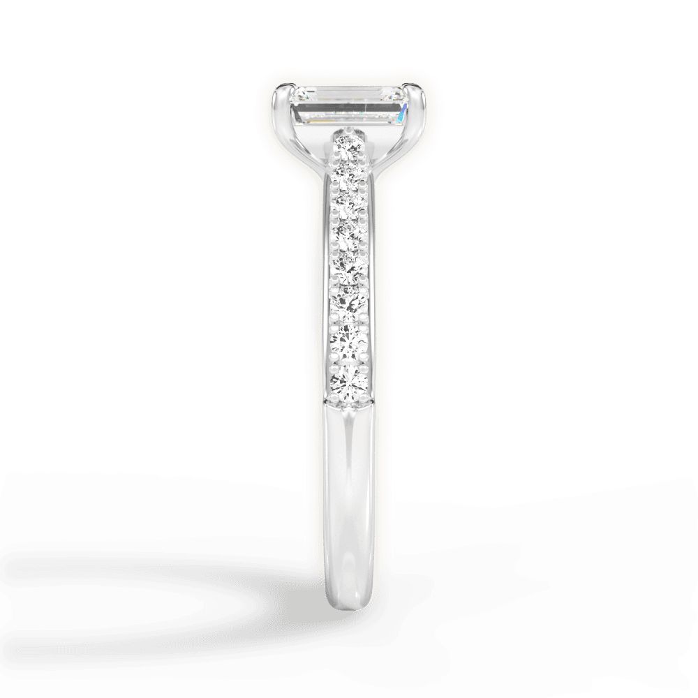 Elizabeth Emerald Cut Lab Grown Diamond 14Kt White Gold Engagement Ring - View 4