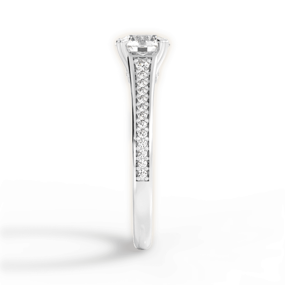 Delia Round Cut Lab Grown Diamond 18Kt White Gold Engagement Ring - View 3