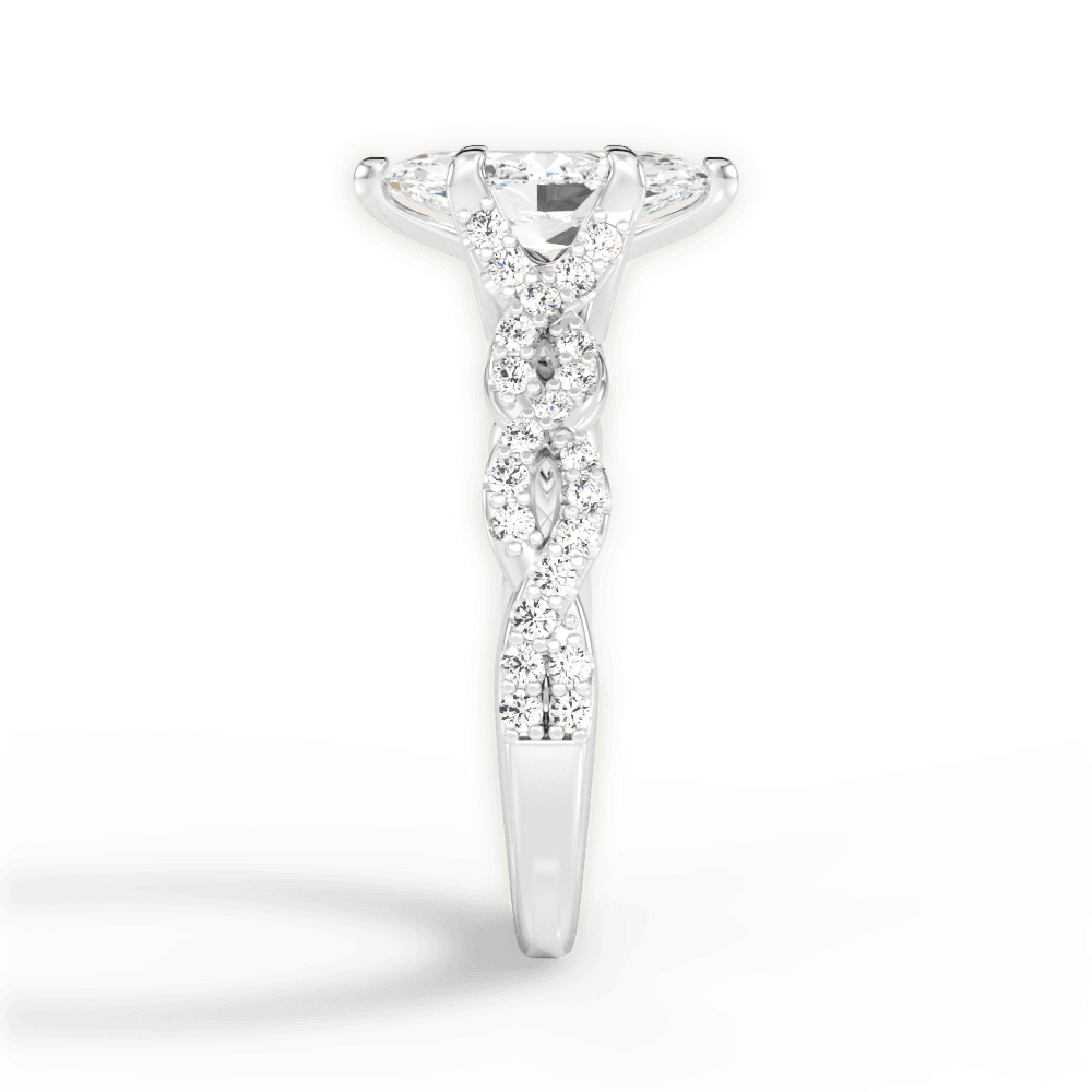 Justine Marquise Cut Lab Grown Diamond Platinum Engagement Ring - View 2
