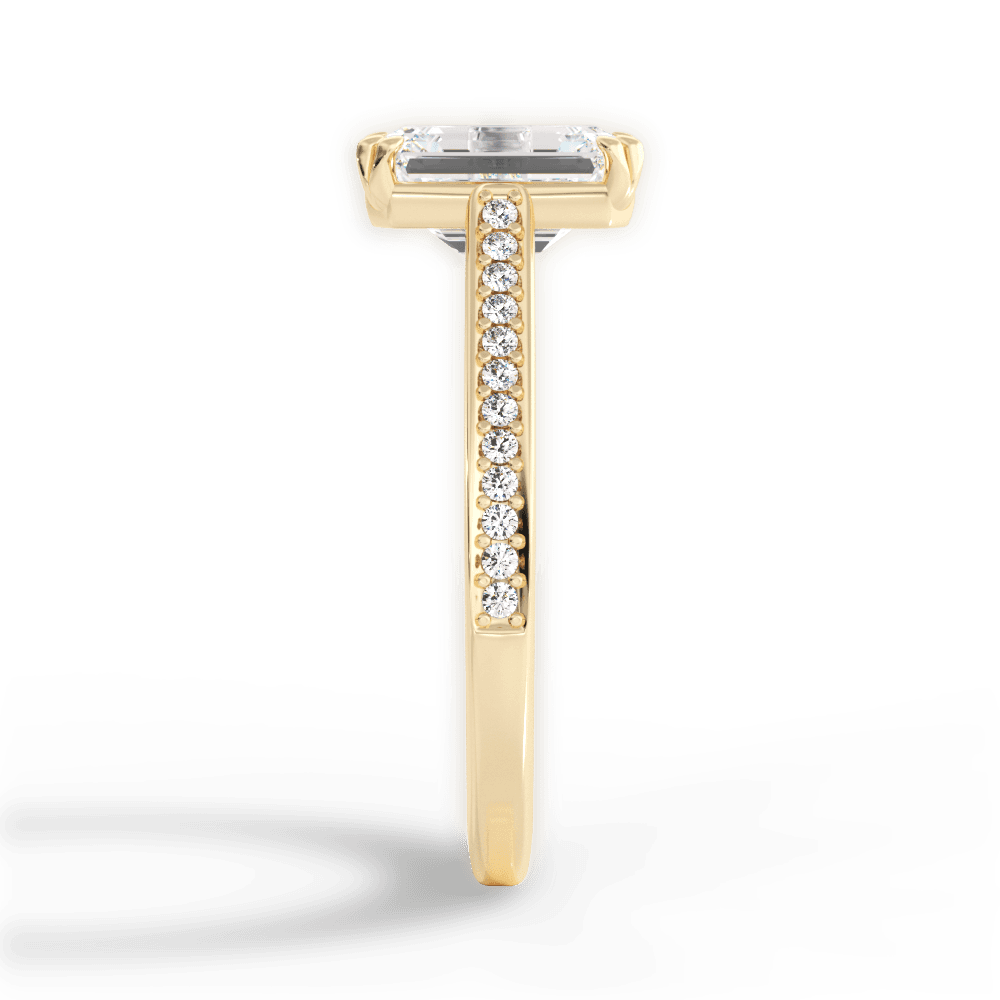 Denise Emerald Cut Lab Grown Diamond 18Kt Yellow Gold Engagement Ring - View 4