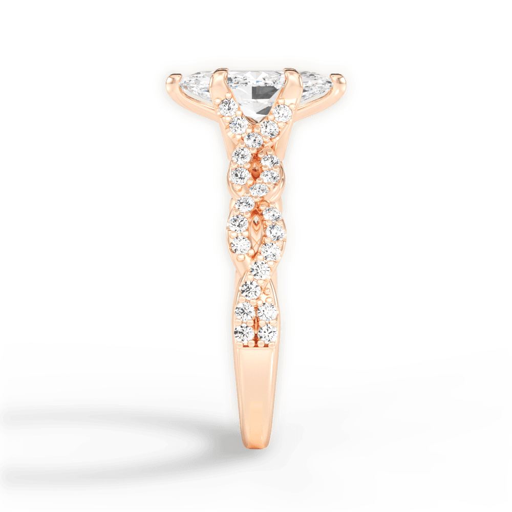 Justine Marquise Cut Lab Grown Diamond 18Kt Rose Gold Engagement Ring - View 3