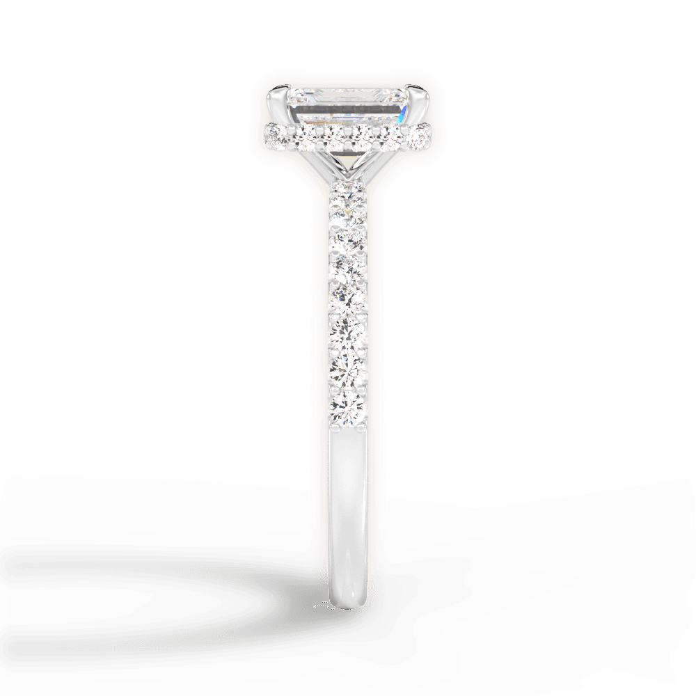 Isabella Emerald Cut Lab Grown Diamond Platinum Engagement Ring - View 4