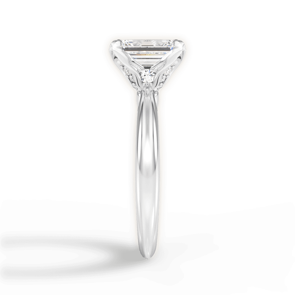 Elaine Emerald Cut Lab Grown Diamond 14Kt White Gold Engagement Ring - View 4
