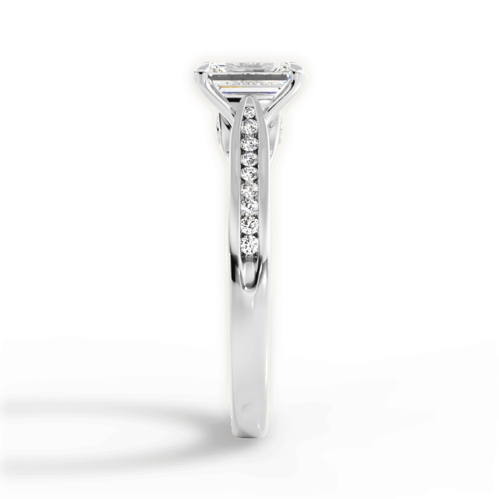Elena Emerald Cut Lab Grown Diamond 18Kt White Gold Engagement Ring - View 4