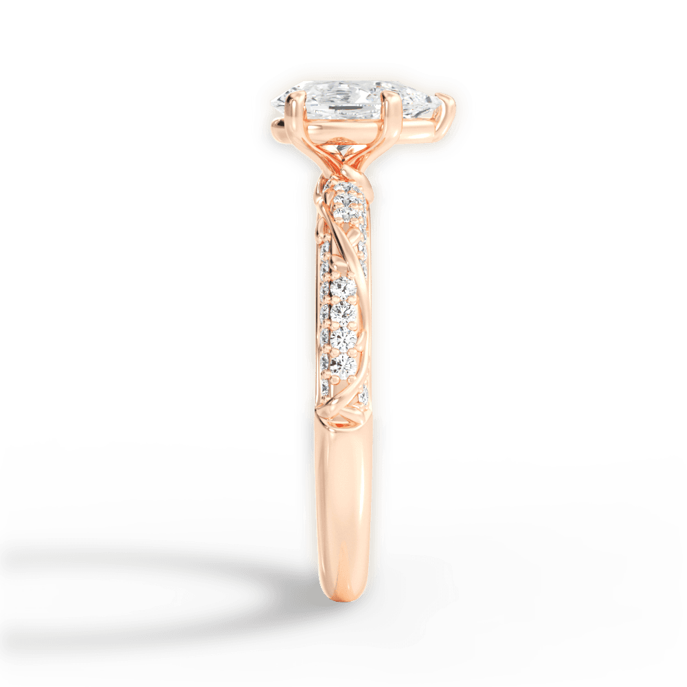 Gloria Pear Cut Lab Grown Diamond 18Kt Rose Gold Engagement Ring - View 4