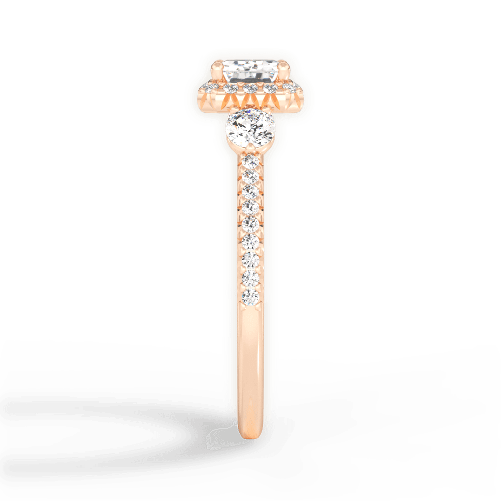 Kara Emerald Cut Lab Grown Diamond 18Kt Rose Gold Engagement Ring - View 3