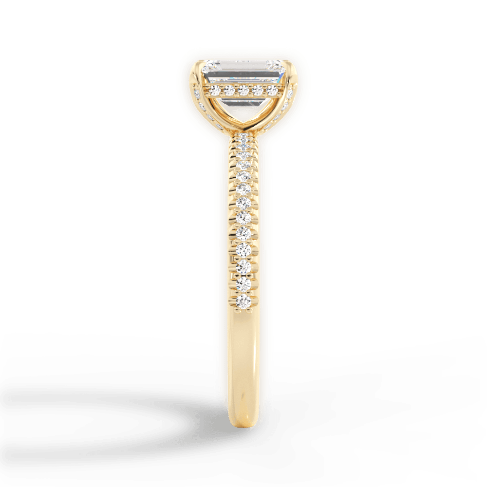 Helen Emerald Cut Lab Grown Diamond 18Kt Yellow Gold Engagement Ring - View 2