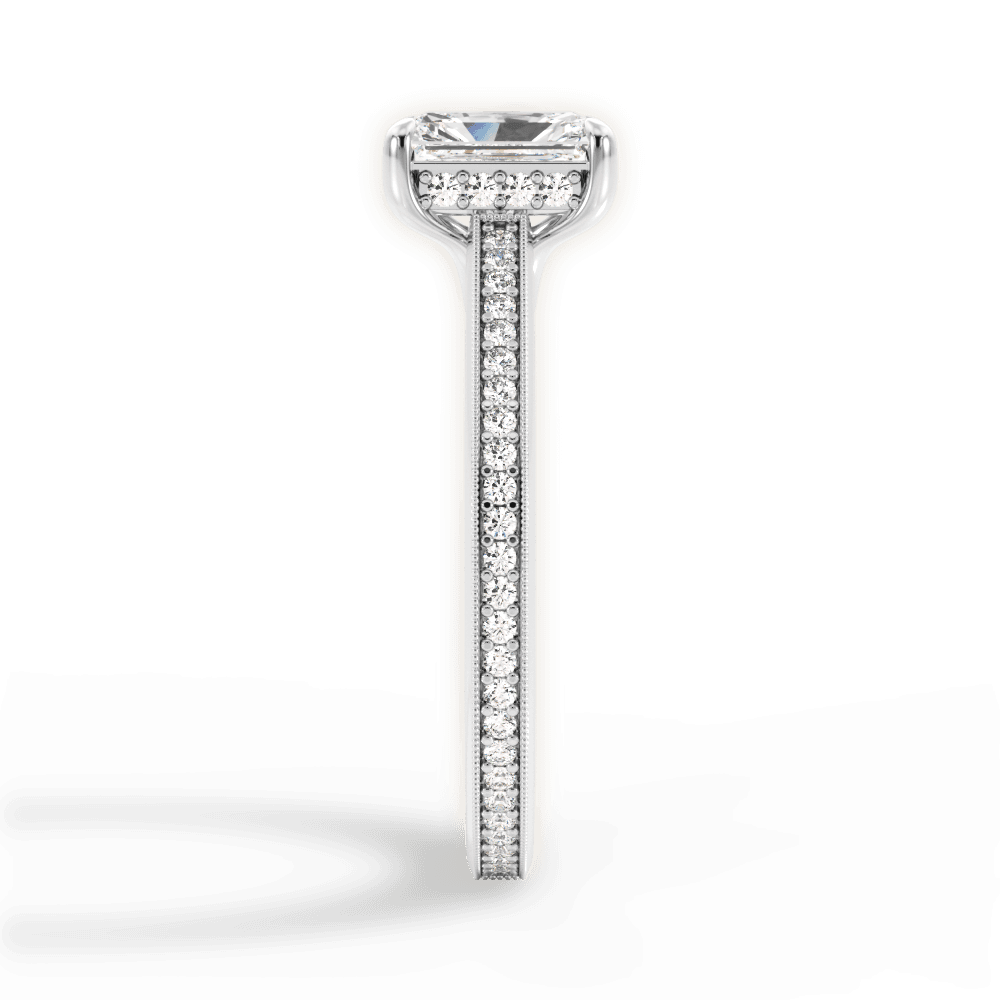 Janet Radiant Cut Lab Grown Diamond Platinum Engagement Ring - View 2