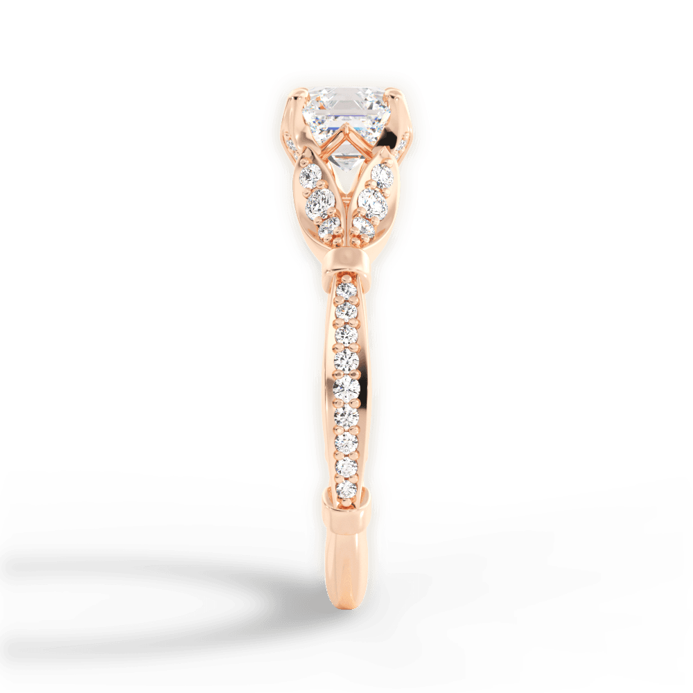 Geraldine Asscher Cut Lab Grown Diamond 18Kt Rose Gold Engagement Ring - View 2