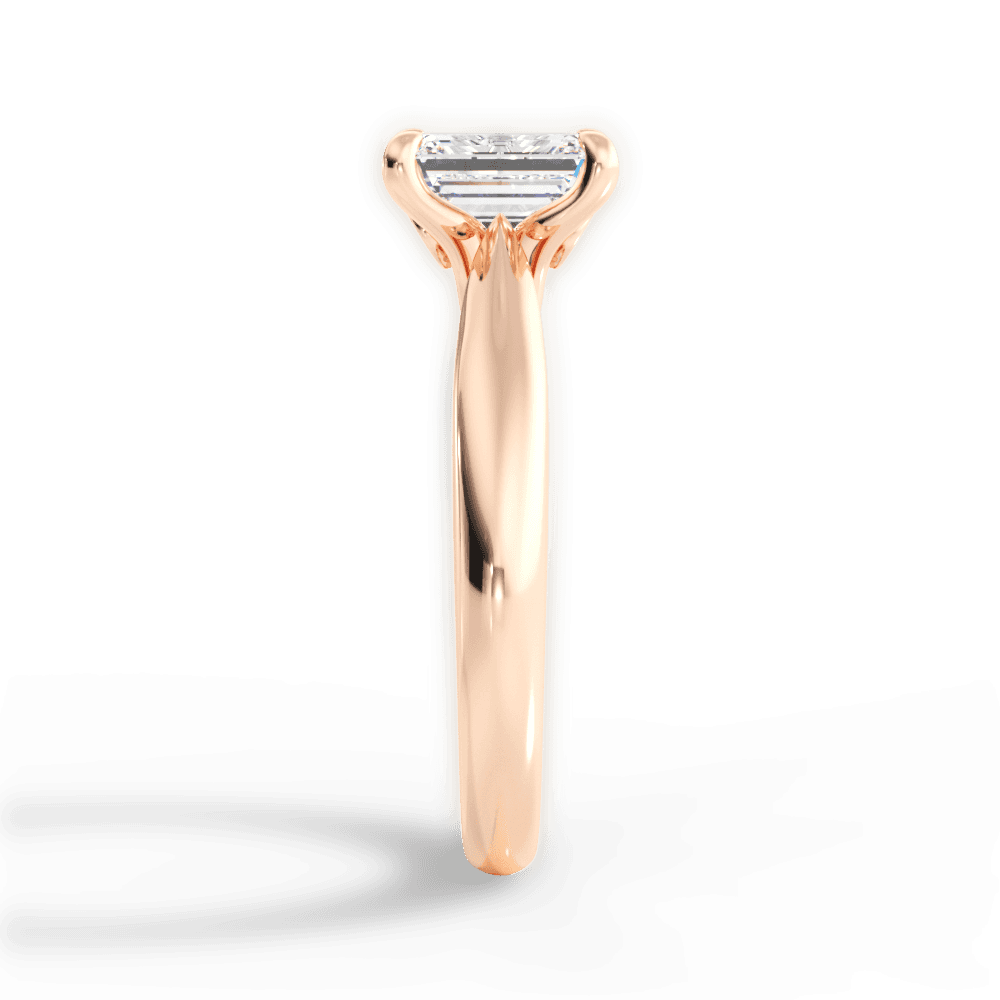 Dolores Emerald Cut Lab Grown Diamond 18Kt Rose Gold Engagement Ring - View 3