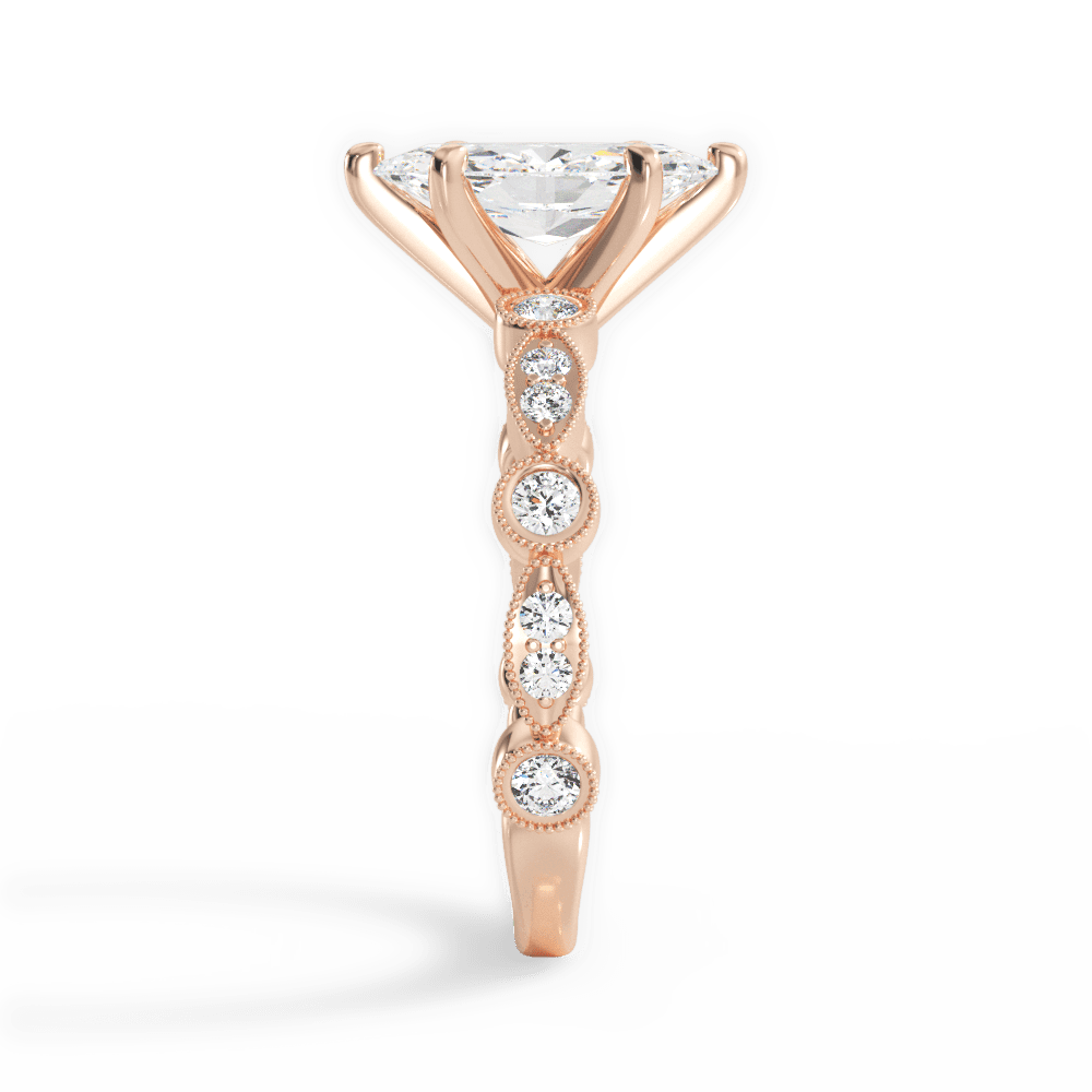 Edith Marquise Cut Lab Grown Diamond 18Kt Rose Gold Engagement Ring - View 3